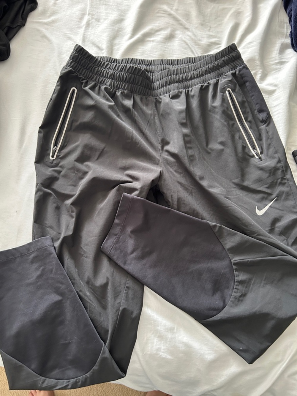 Nike light weight Dark running Performance Track Pants with Zipper Pockets